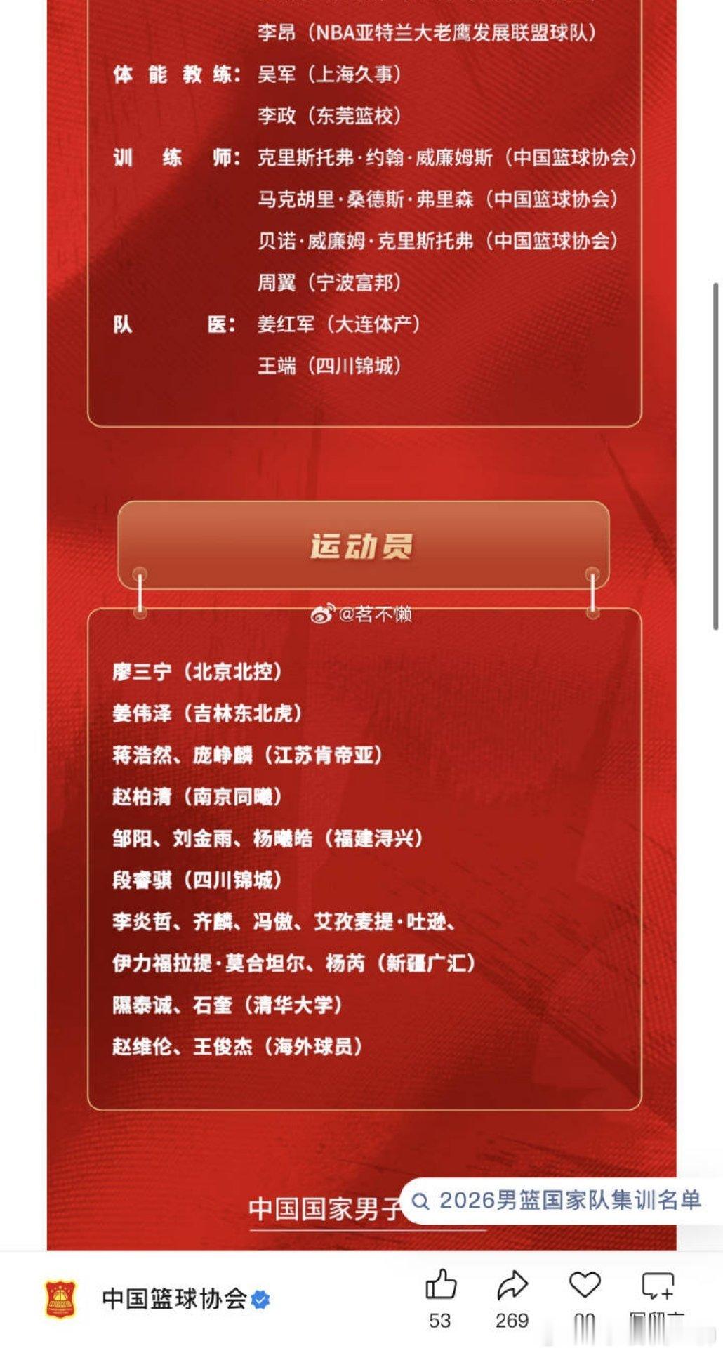 这个集训名单咋那么像之前那个迷你训练营 