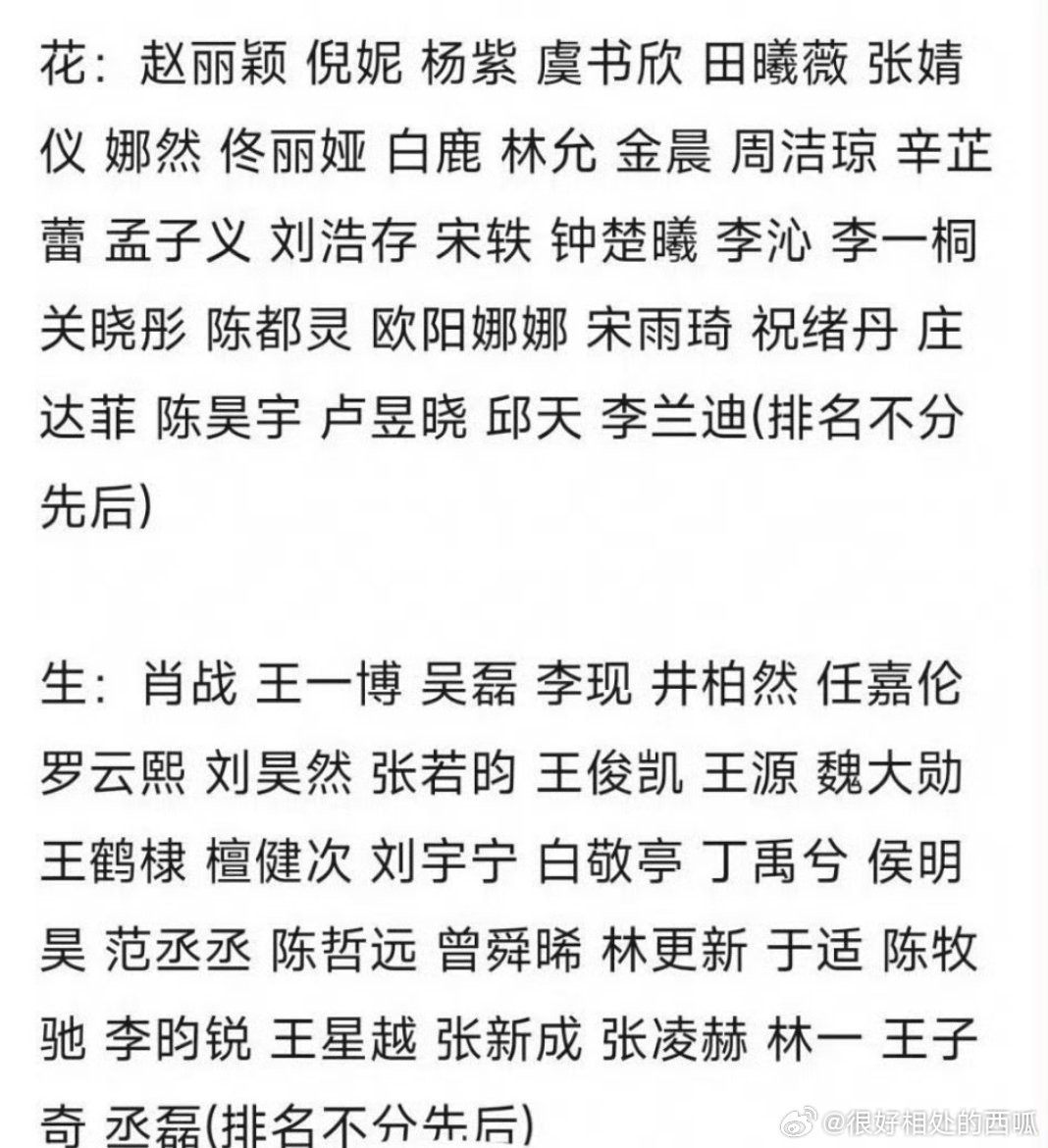 微博之夜才是平台中的顶流！超大阵容！顶级星光！花：赵丽颖 倪妮 杨紫 虞书欣 田