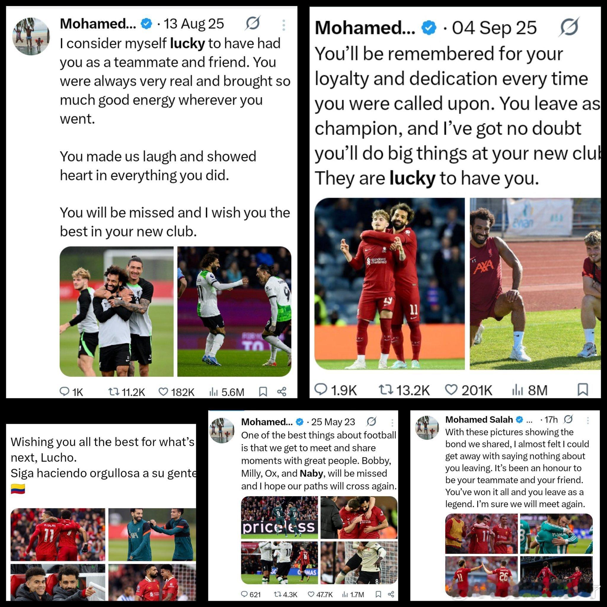 内心柔软的人萨拉赫对于每一个队友的告别利物浦