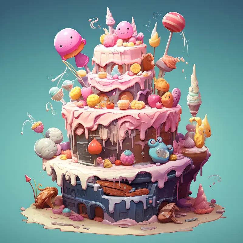 AI妙生图今天是我的生日，来个大蛋糕吧。