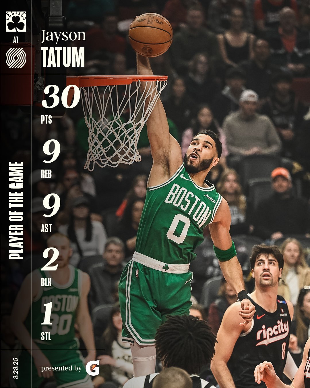 凯尔特人国度 Player Of The Game : Jayson Tatum