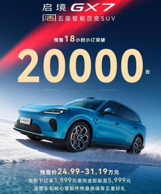18小时狂揽2万单！启境GX7预售炸场：24.99万起配L3架构+四激光，广汽华