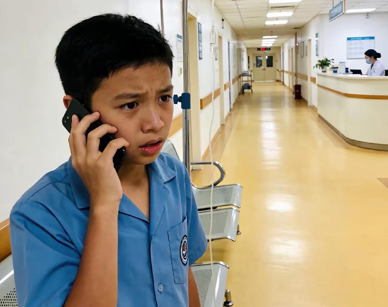 一个14岁的男孩，单亲爸爸突然晕倒要住院，他给亲戚打电话借钱，都说手头紧，走投无