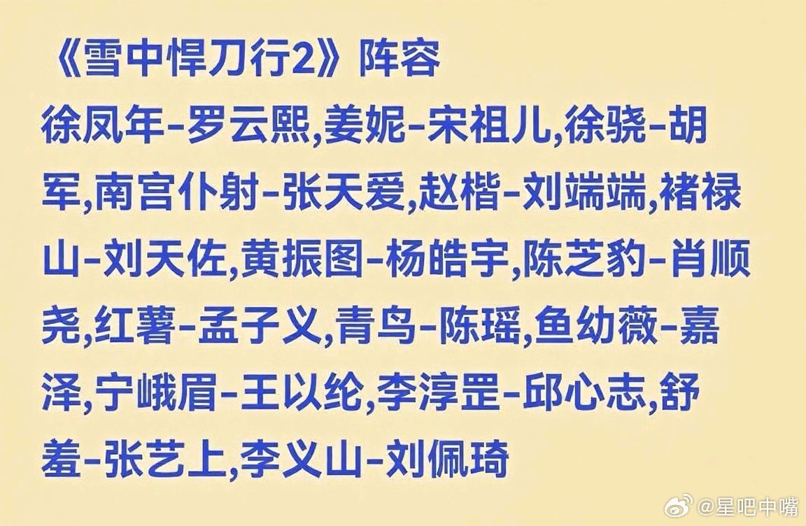网传罗云熙将出演雪中悍刀行2《雪中悍刀行2》网传阵容，大家觉得如何？！吃瓜🍉不