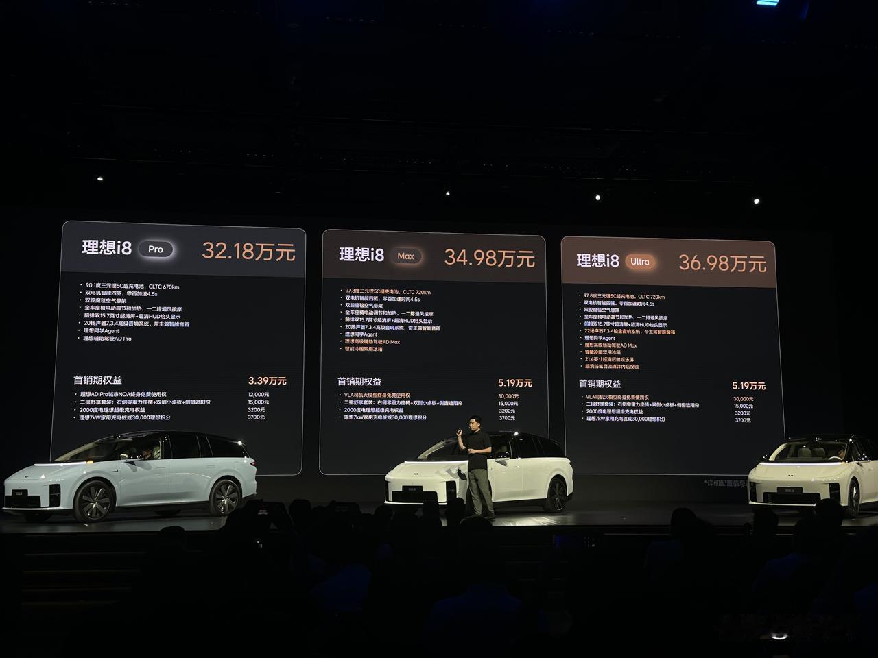 理想i8打响油电同价第一枪。

今天理想i8正式上市，提供Pro、Max、Ult