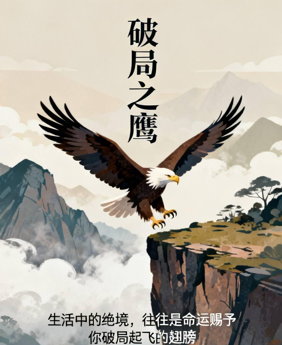 破局之鹰
幼鹰在悬崖边学飞，母鹰会狠心将它推下深渊。在坠落的恐惧中，幼鹰必须拼命
