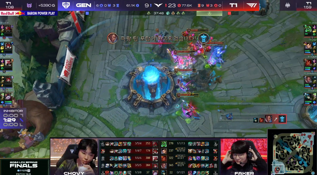 T1对阵GEN，T1拿到赛点~T1 2-1 GEN 这样的T1 ，GEN，进MS