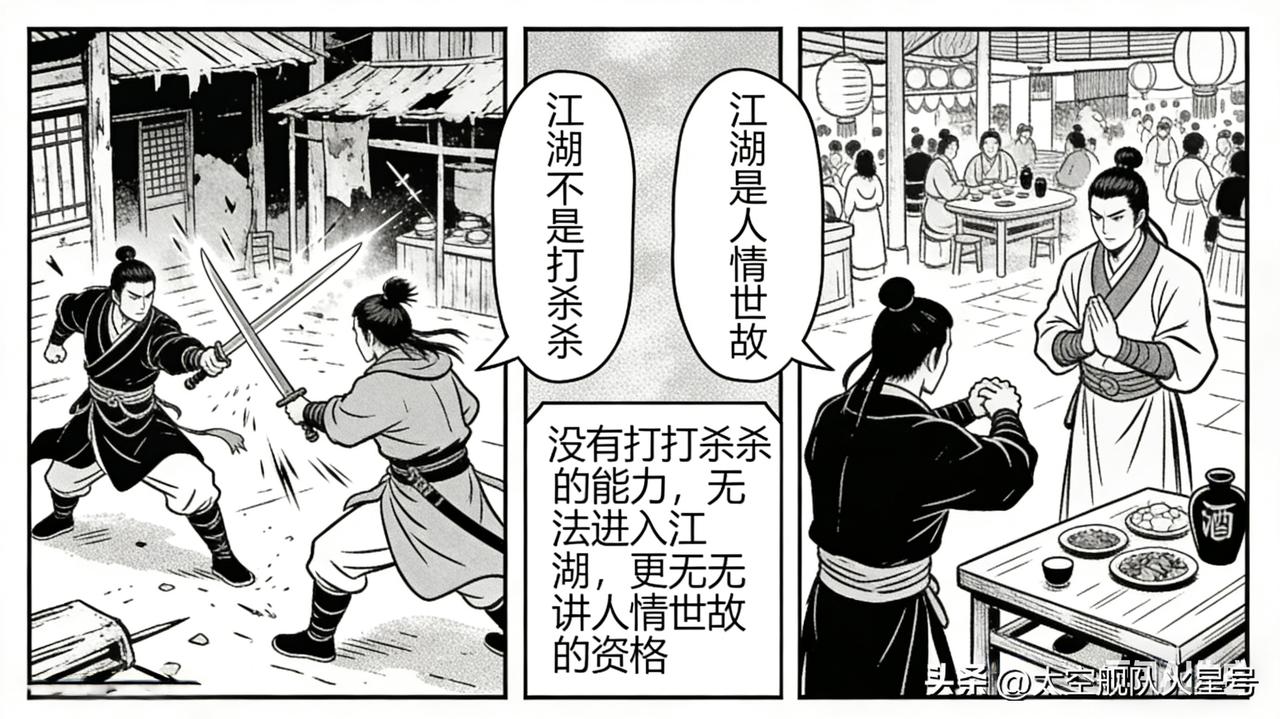 江湖不是打打杀杀，江湖是人情世故。但是如果你没有打打杀杀的能力，你也无法进入江湖