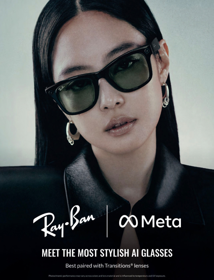 Jennie x Ray‑Ban刷到一张雷朋眼镜杂志广告投放～ 