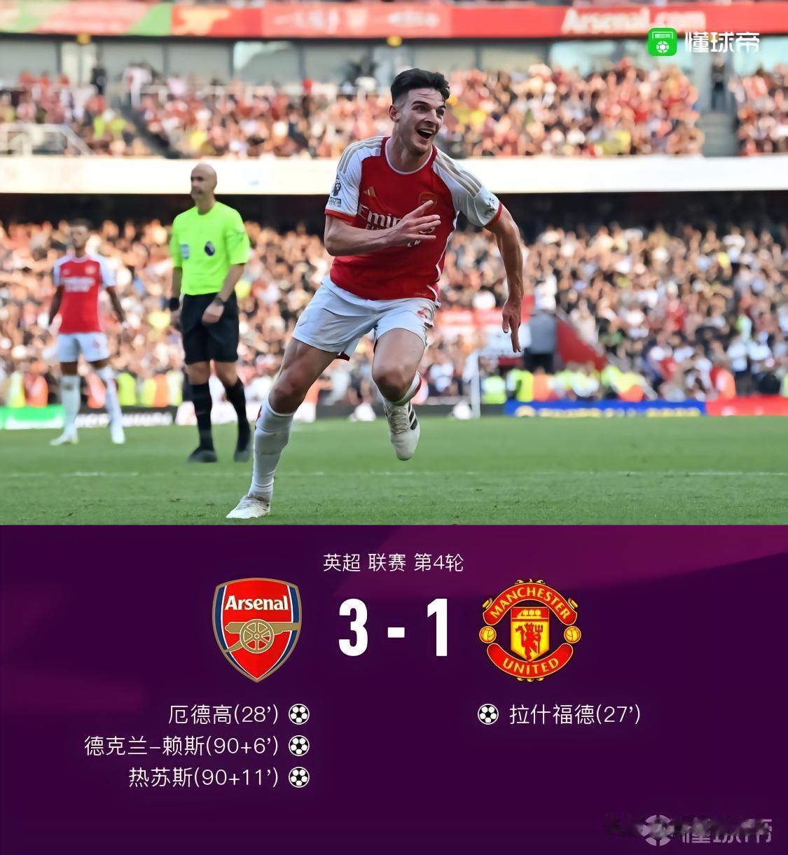 阿森纳3：1逆转曼联，阿森纳球迷对3人表现很满意，对一人非常上火！

非常满意
