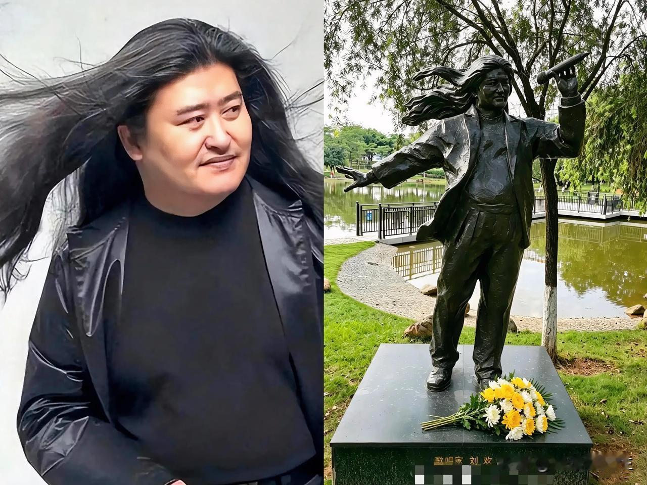 朋友去广州玩，回来跟我念叨起公园里的“奇观”。

说是那儿有个音乐广场，立着刘欢