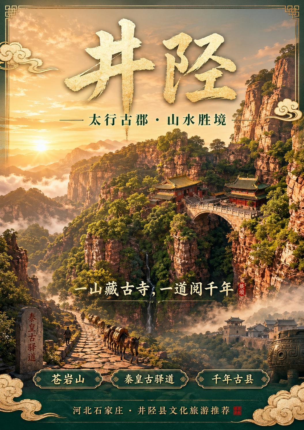 井陉县，太行深处的千年古县。

这里有苍岩山的奇峰云海，

有秦皇古驿道的沧桑车