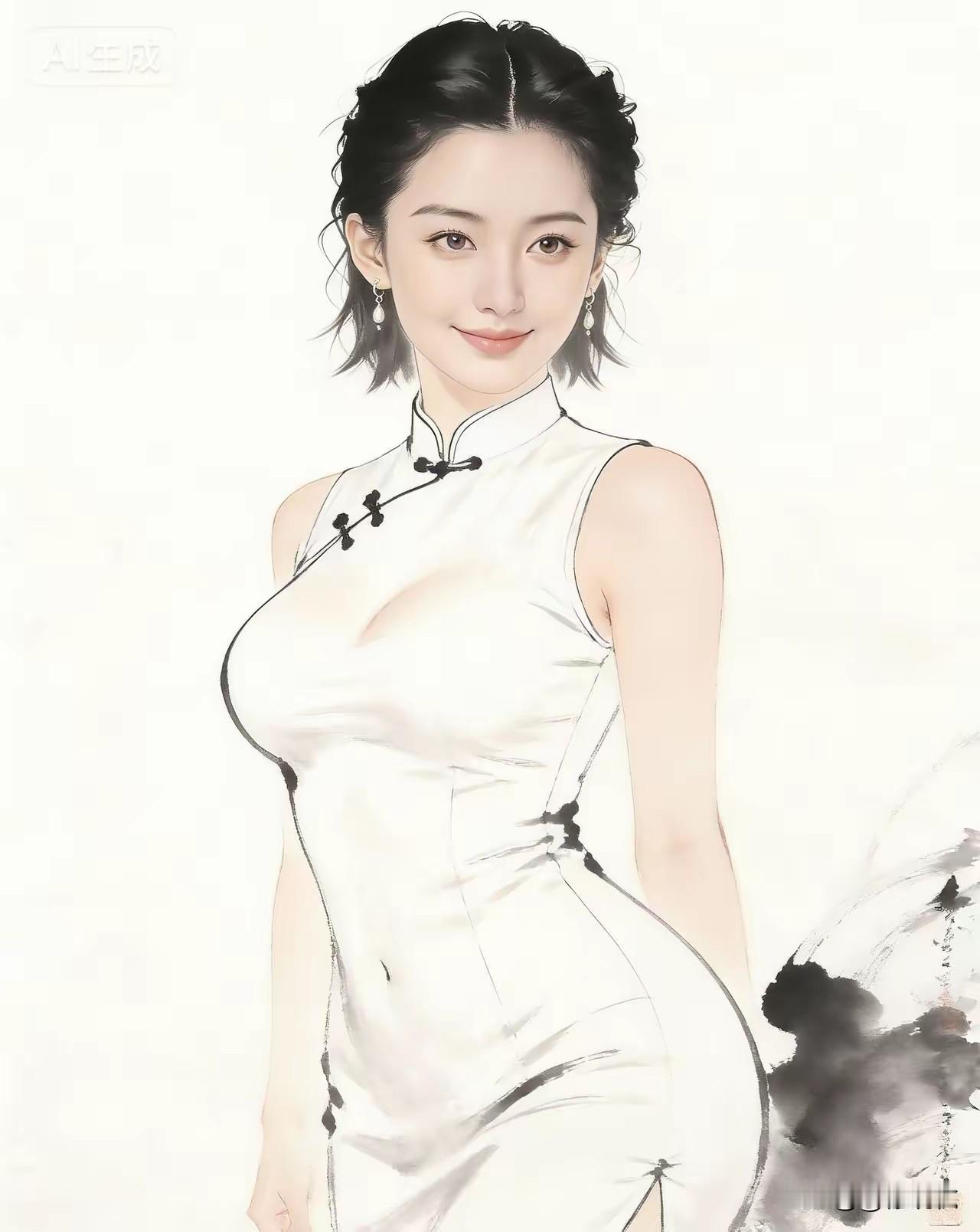 素裁云影瘦，
墨缀玉襟轻。
一笑春风软，
恰似拂柳轻。