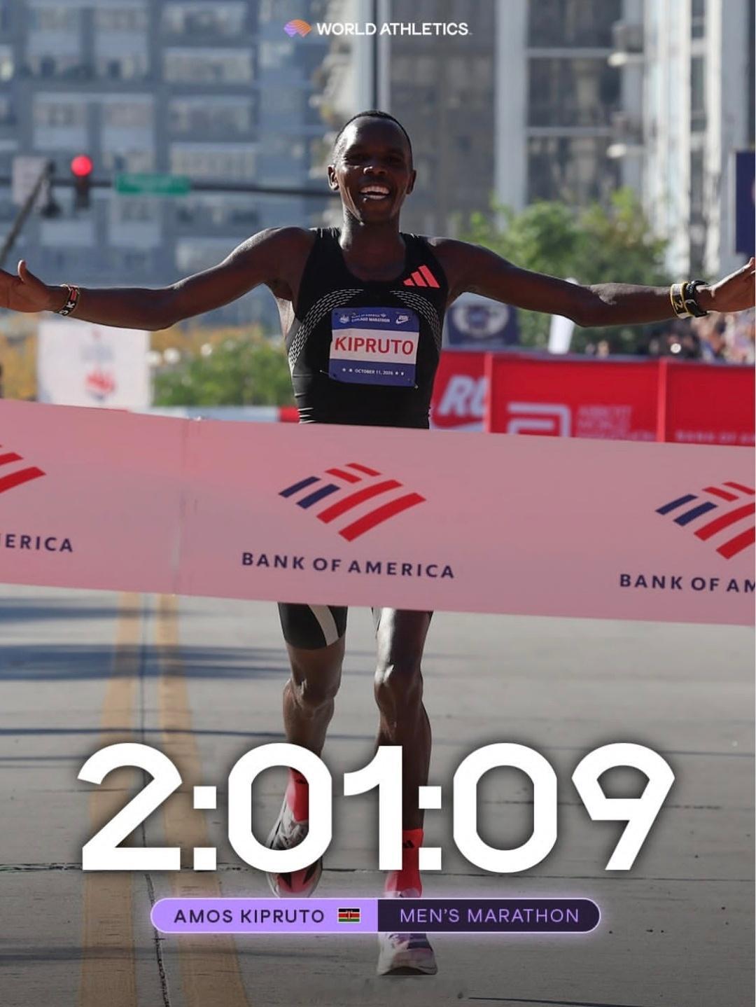 🇰🇪基普鲁托2:01:09刷新PB，斩获2026芝加哥马拉松男子冠军，成功复