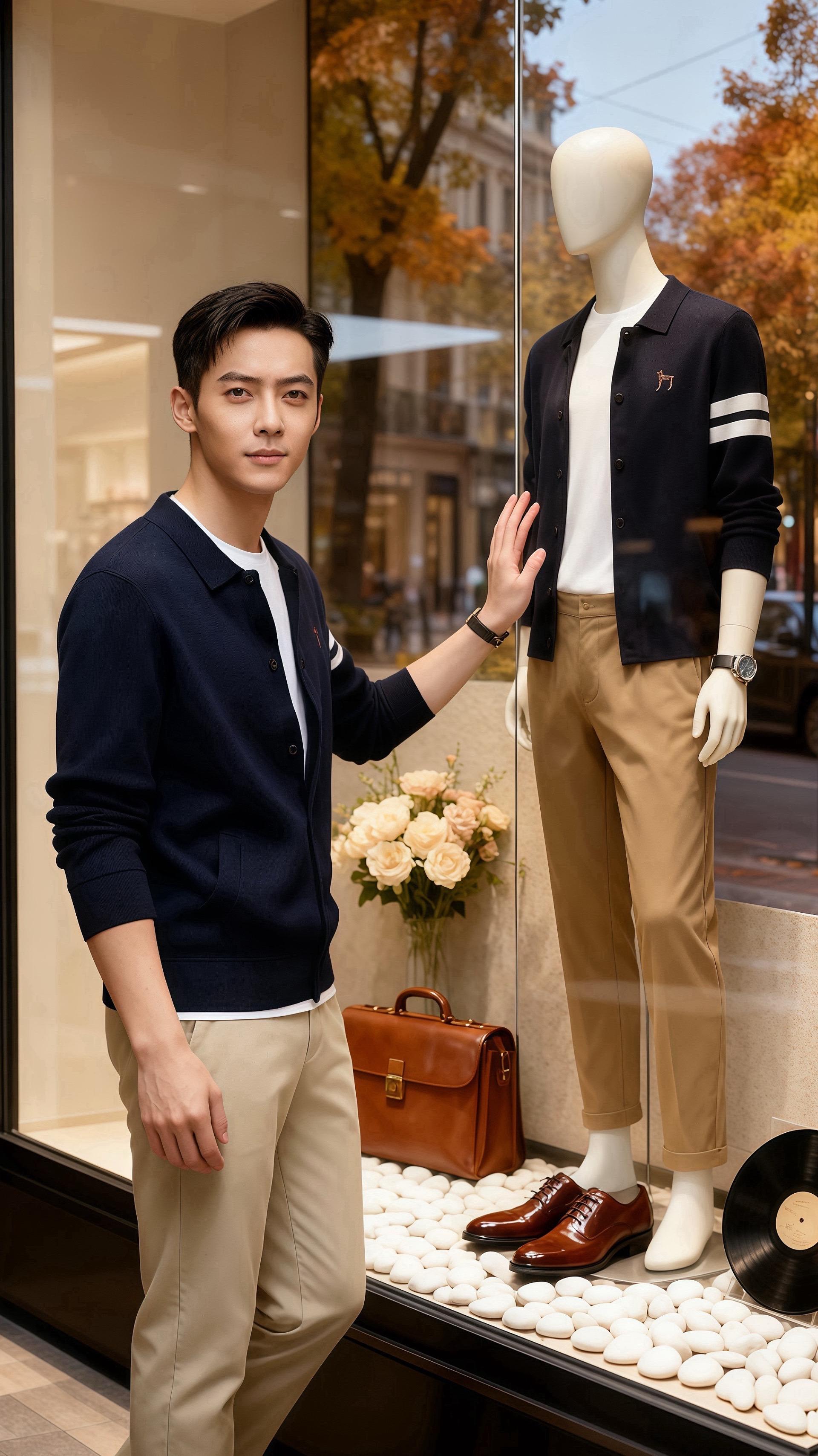 秋日的午后，咖啡馆里弥漫着温暖的香气。他站在吧台旁，手中的卡布奇诺散发...