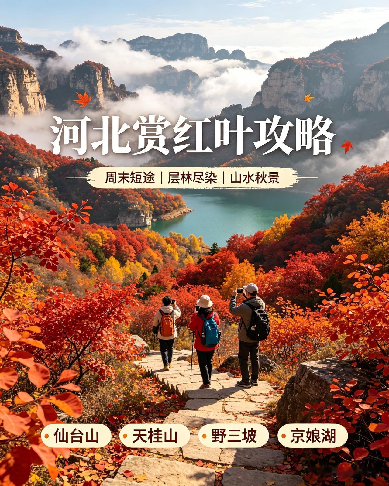 不用远赴他乡，河北省内就藏着超多小众又出片的红叶秘境，漫山红枫、黄栌层林尽染，搭