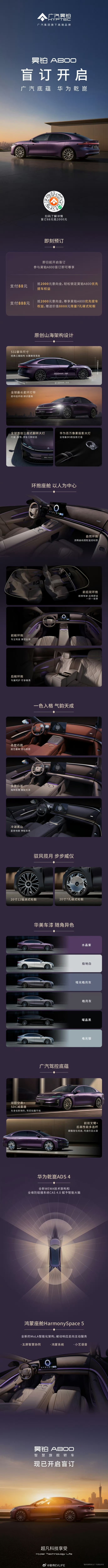 广汽昊铂A800开启盲订这款车我在车展上看过，实车非常惊艳，空间尺寸都非常好，哪