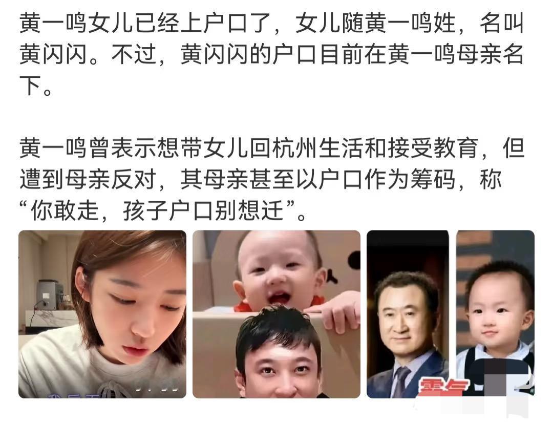 黄闪闪有这个母亲真是不幸
不仅她的生父王思聪不管她
就连她的生母黄一鸣也对她没有
