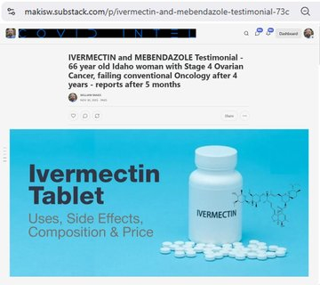 最新文章：伊维菌素和甲苯咪唑见证——一位66岁的爱达荷州女性，患有4期卵巢癌，在