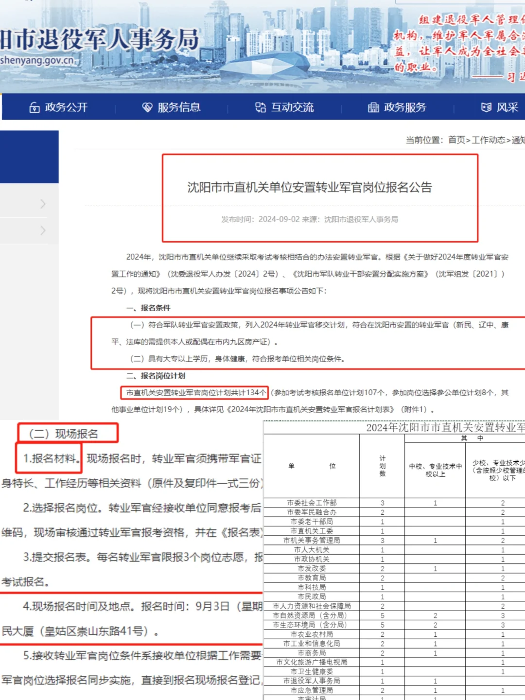 沈阳市直事业单位安置转业报名134个❗️