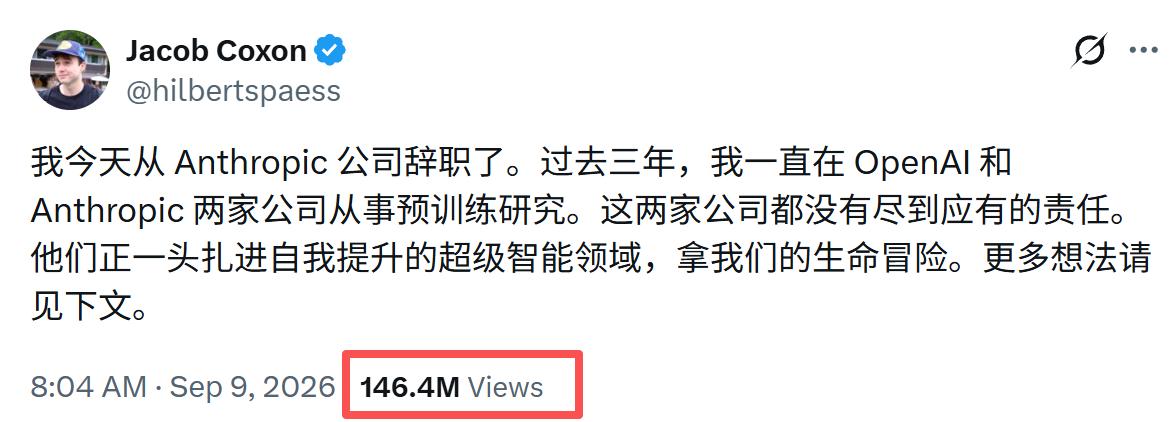 有一个在OpenAI 和 Anthropic的研究员离职了，他担心“这两家公司都