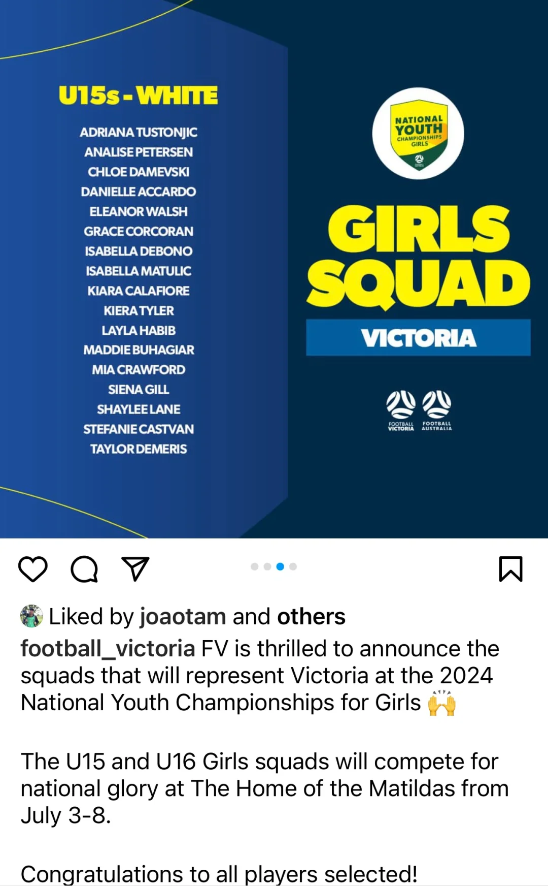 维州女足U15代表队⚽有2名球员是我带出来的✅
