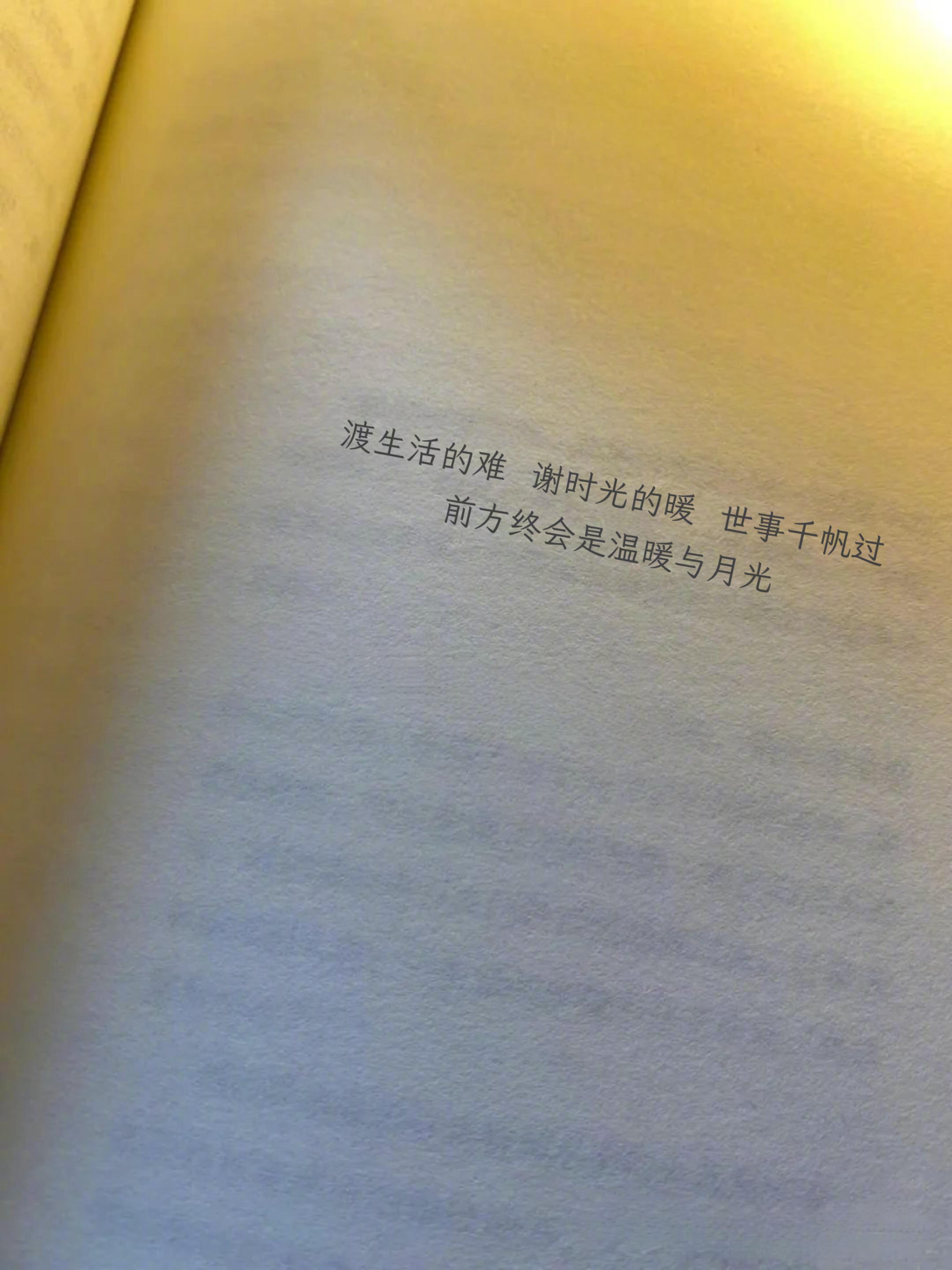 渡生活的难 ，谢时光的暖， 世事千帆过， 前方终会是温暖与月光。 ​​​
