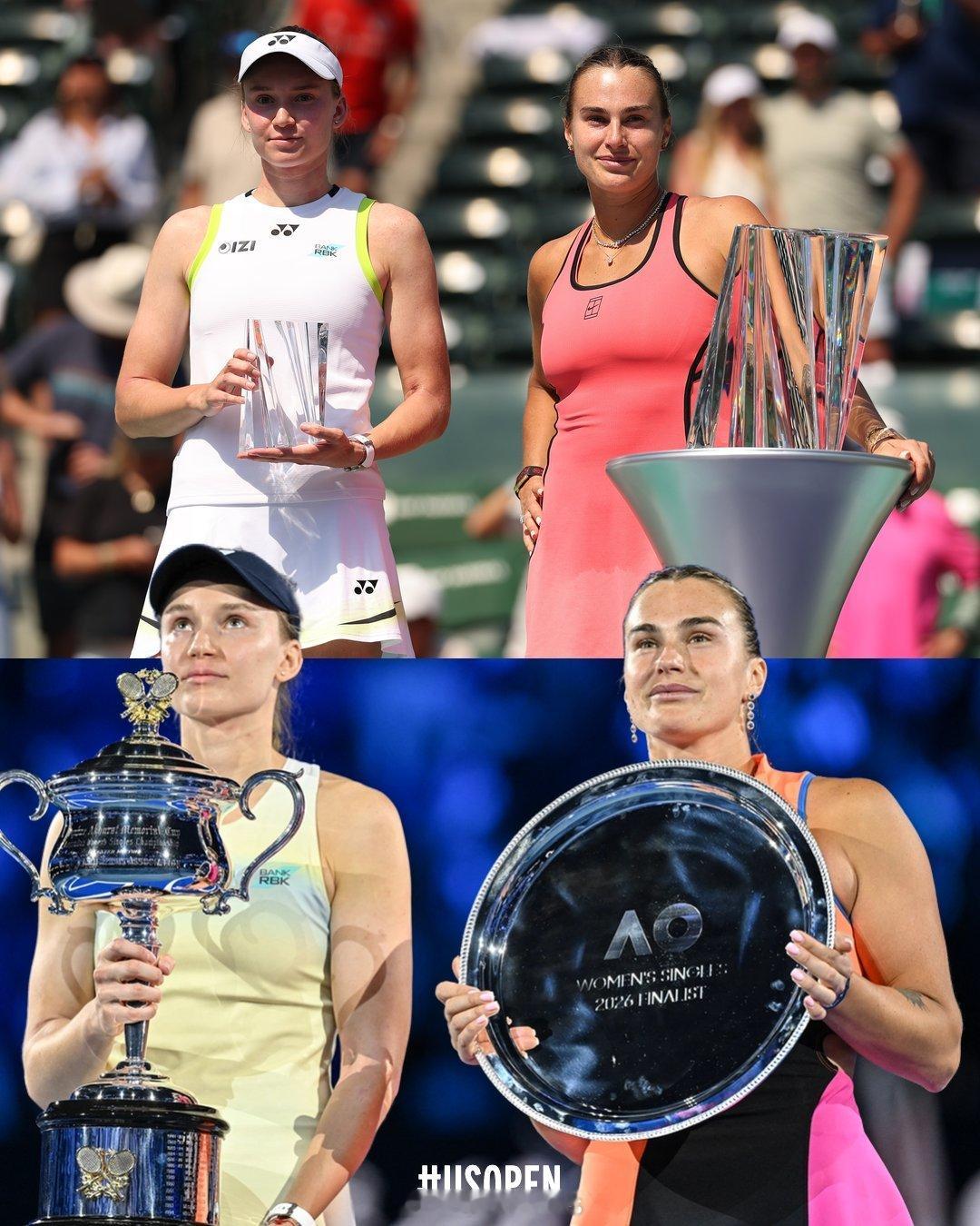 双巴将在纽约迎来第三次硬地决赛交锋！🇦🇺 澳网：莱巴金娜 🏆🇺🇸 印第