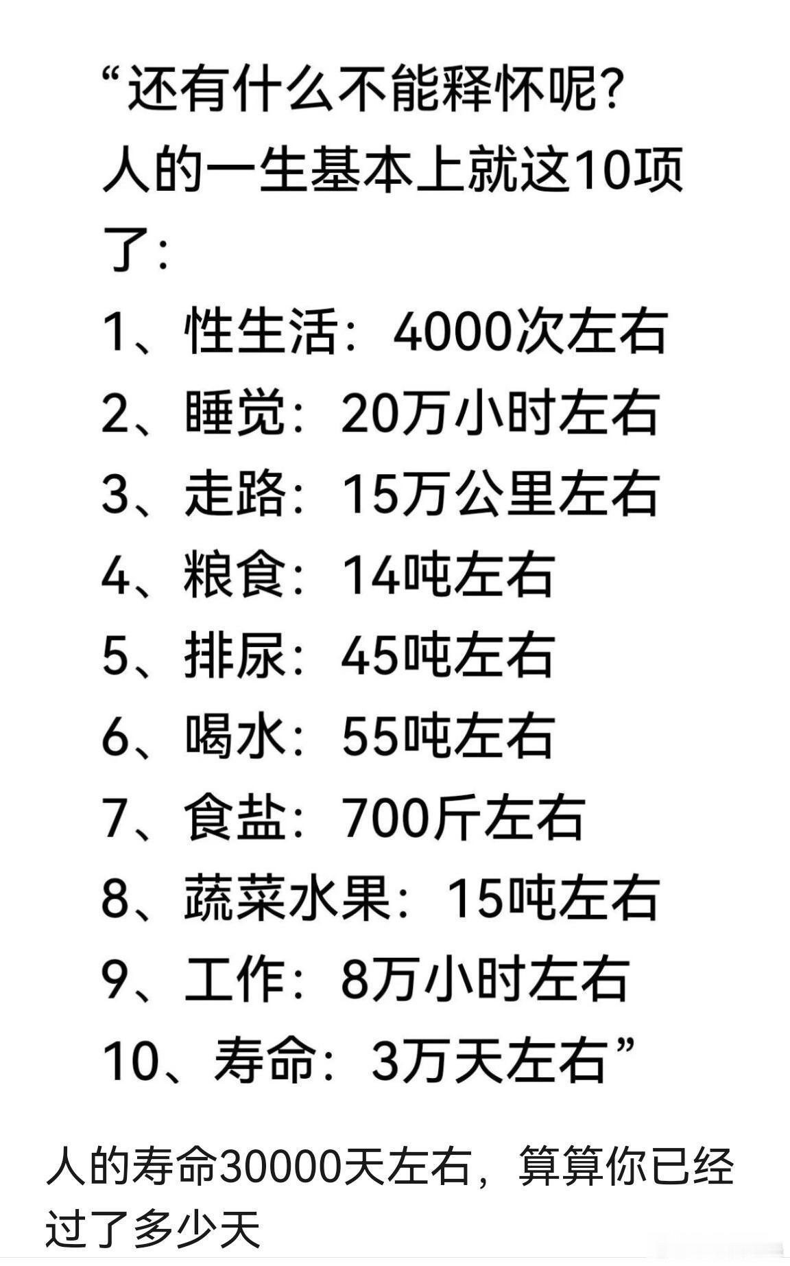人的一生基本就这十项了… 