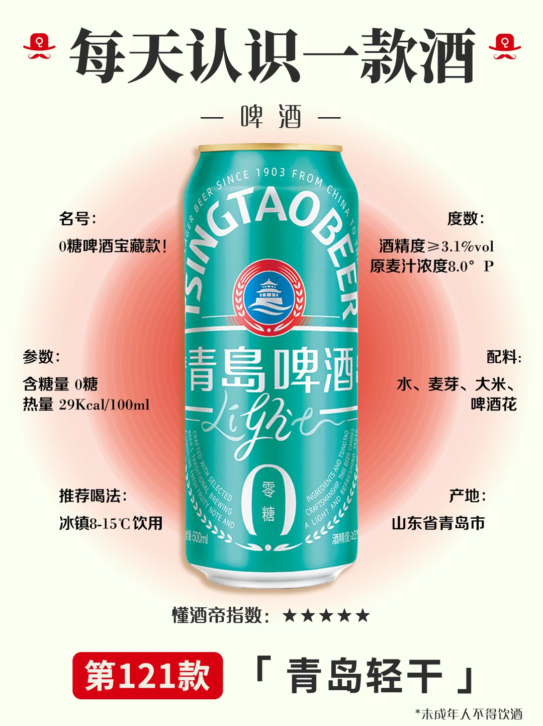 每天认识一款酒〡青岛轻干🍺0糖啤酒宝藏