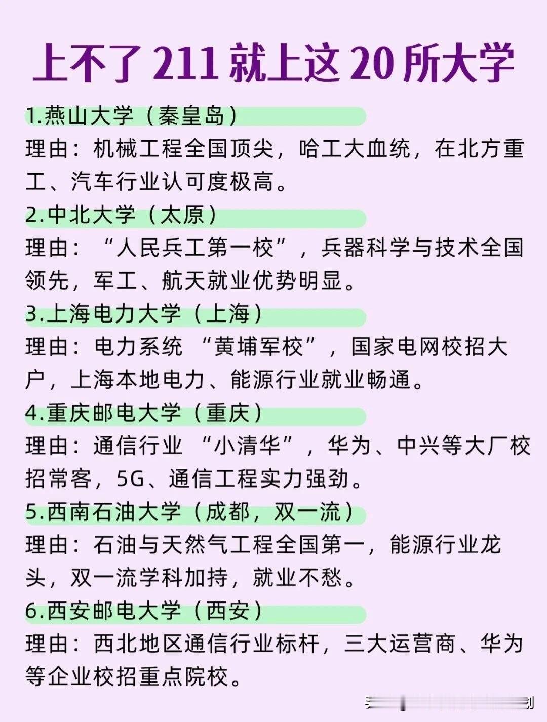 上 985、211 大学确实有点难，不过有 20 所大学值得关注。这些大学虽然可