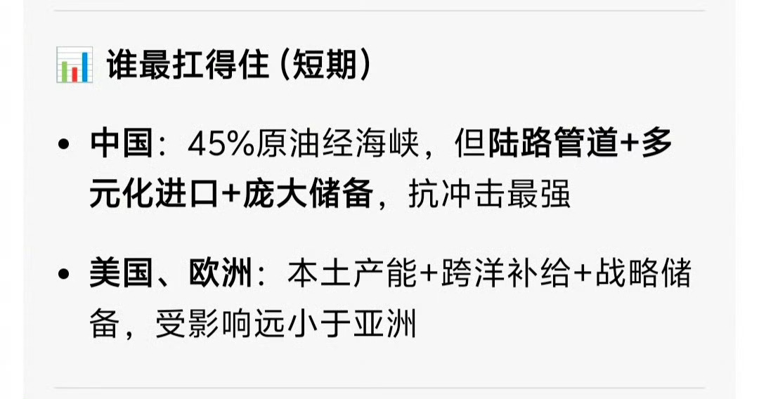 霍尔木兹海峡被封谁会先断油不要搞了好不好？这样搞下去，不仅仅是油价的问题，很有可