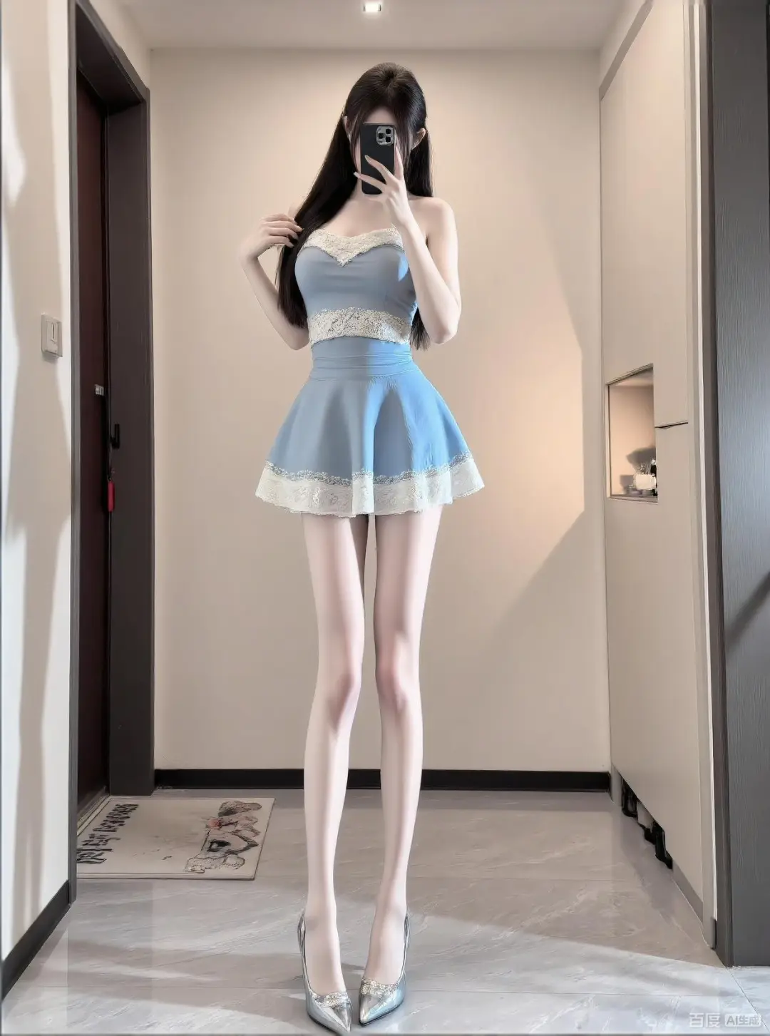 蓝白抹胸裙｜甜妹氛围感拿捏了