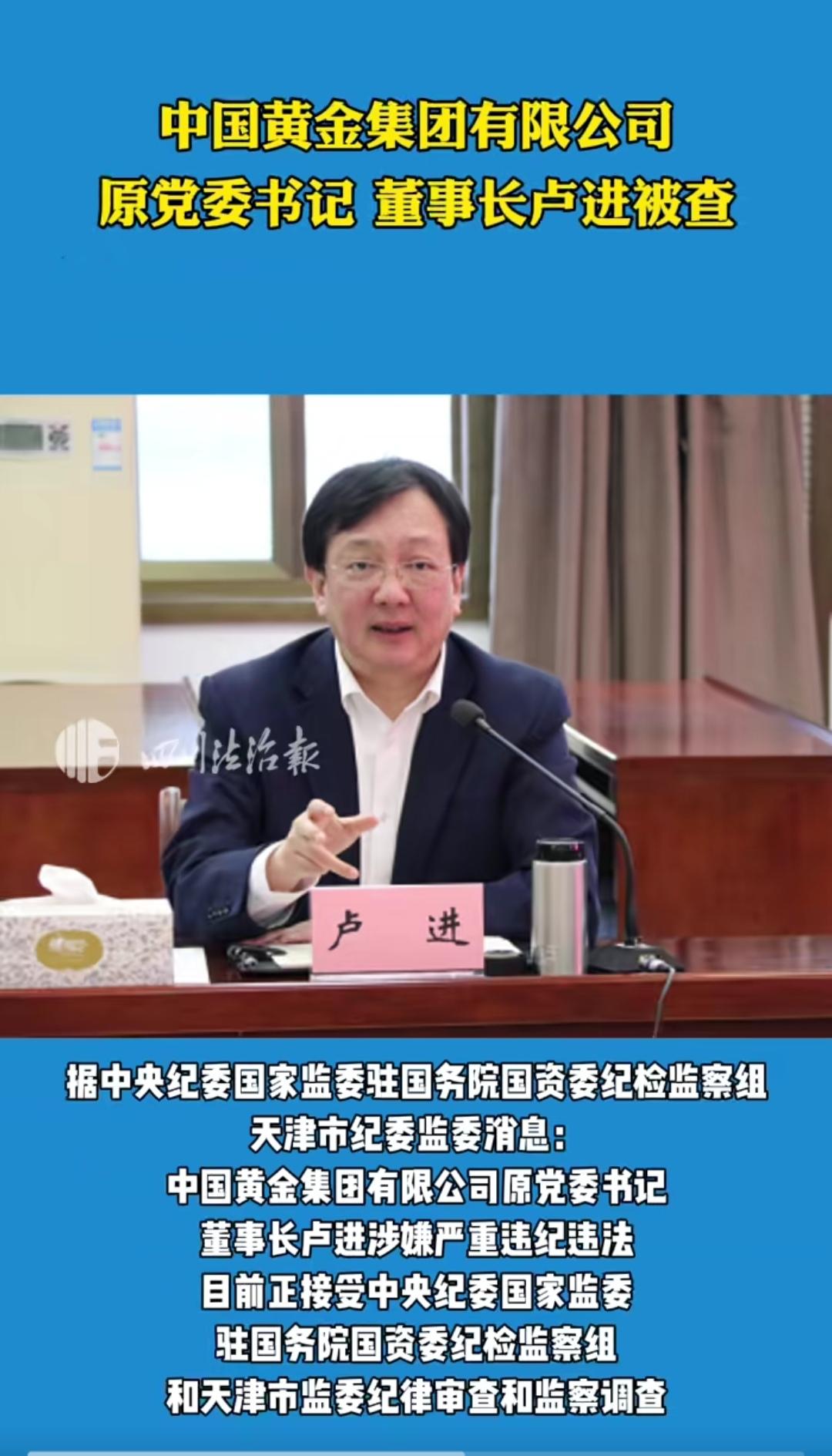 原党组书记、董事长卢进被查反贪除恶