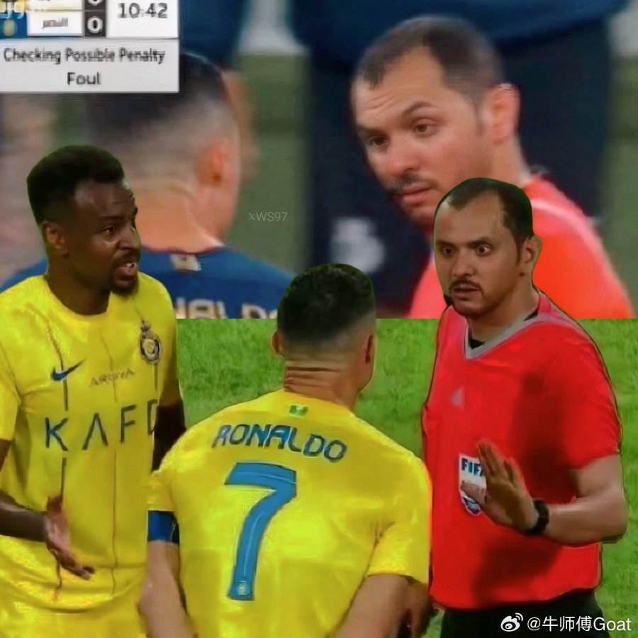 C罗 据诗意哥🔴胡维什将执法利雅得胜利vs利雅得青年 的比赛。 