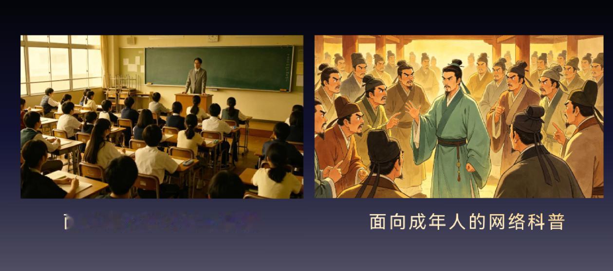 参加CCF科普大会，我做分享时表达了一个观点。

科普分两类。一类是面向青少年的
