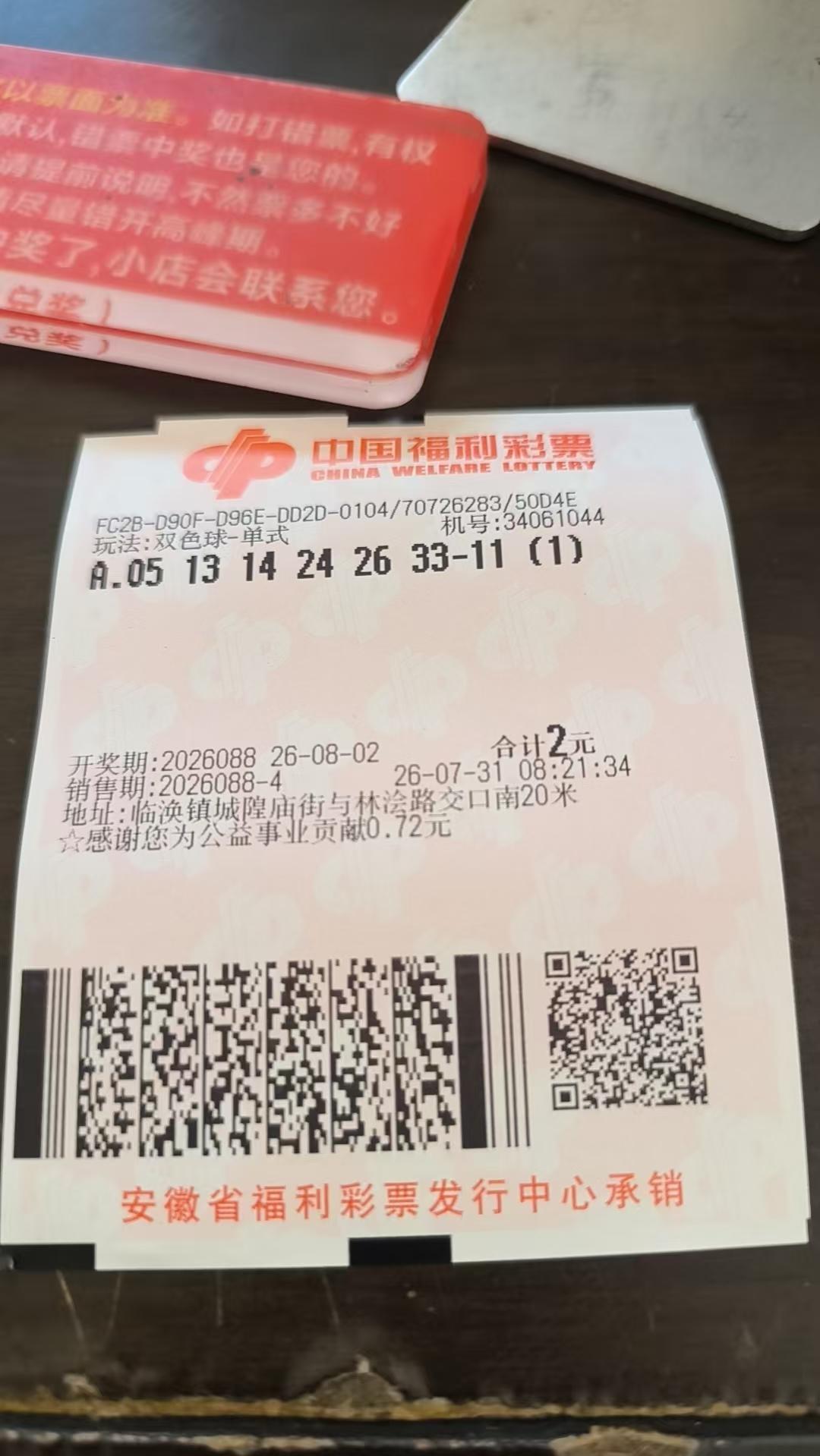 双色球实票26088期