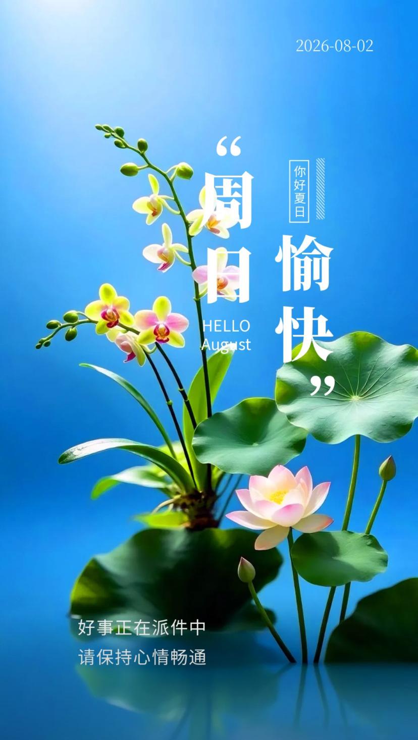 夏晨问安，山水相隔亦牵挂，三伏荷风寄祝愿。
2026./08.02.
[微风][