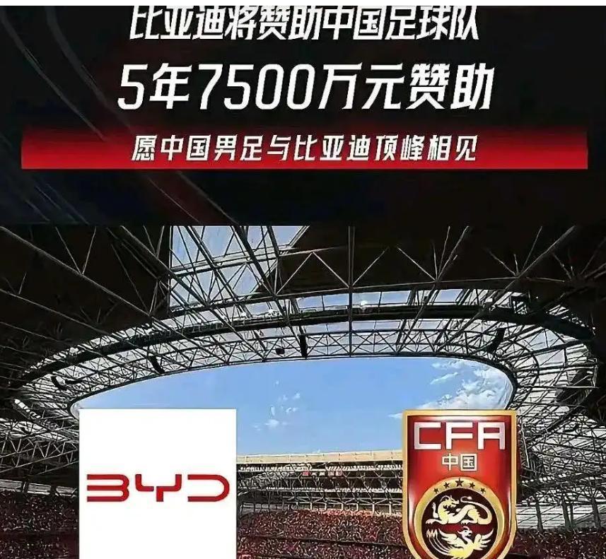 “众人撤退我逆行，是勇是傻？”比亚迪7500万赞助国足，炸了锅！🔥国足低迷，赞