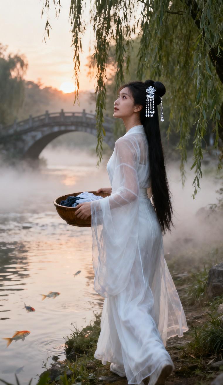 今日美图：西施浣纱！
西施 国风古韵壁纸 古代美人壁纸 西施复原图 一眼沦陷的神