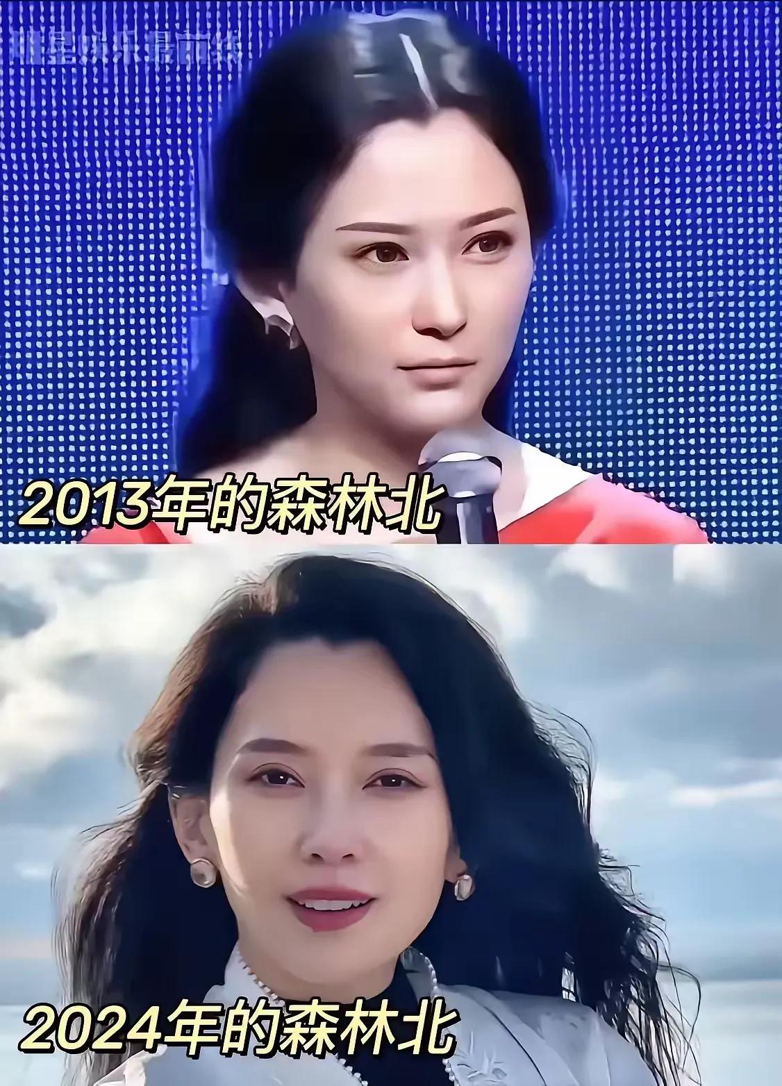 森林北十年之后成熟了。从照片上可以看出，她从一个青涩的邻家少女蜕变成了成熟稳重的
