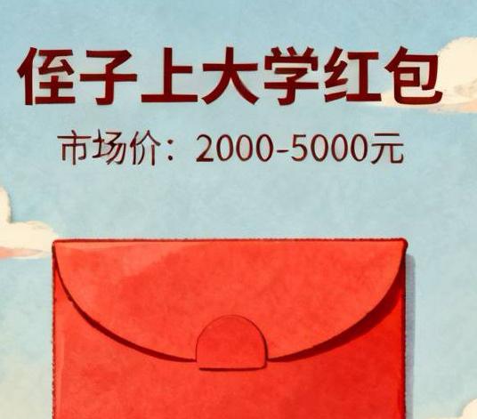 侄子外甥上大学给红包的市场价是不是两千？

刚刚听到两个夫妻吵架。男的说，他是我