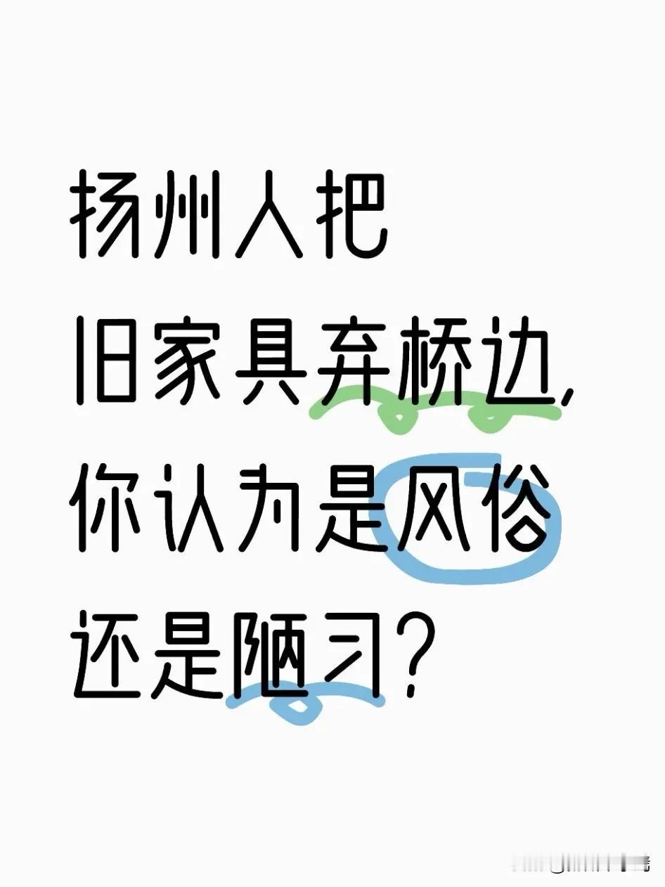 近日，扬州一名市民将家中闲置木质家具从仙女大桥抛下，这一行为引发了大家的关注。扬