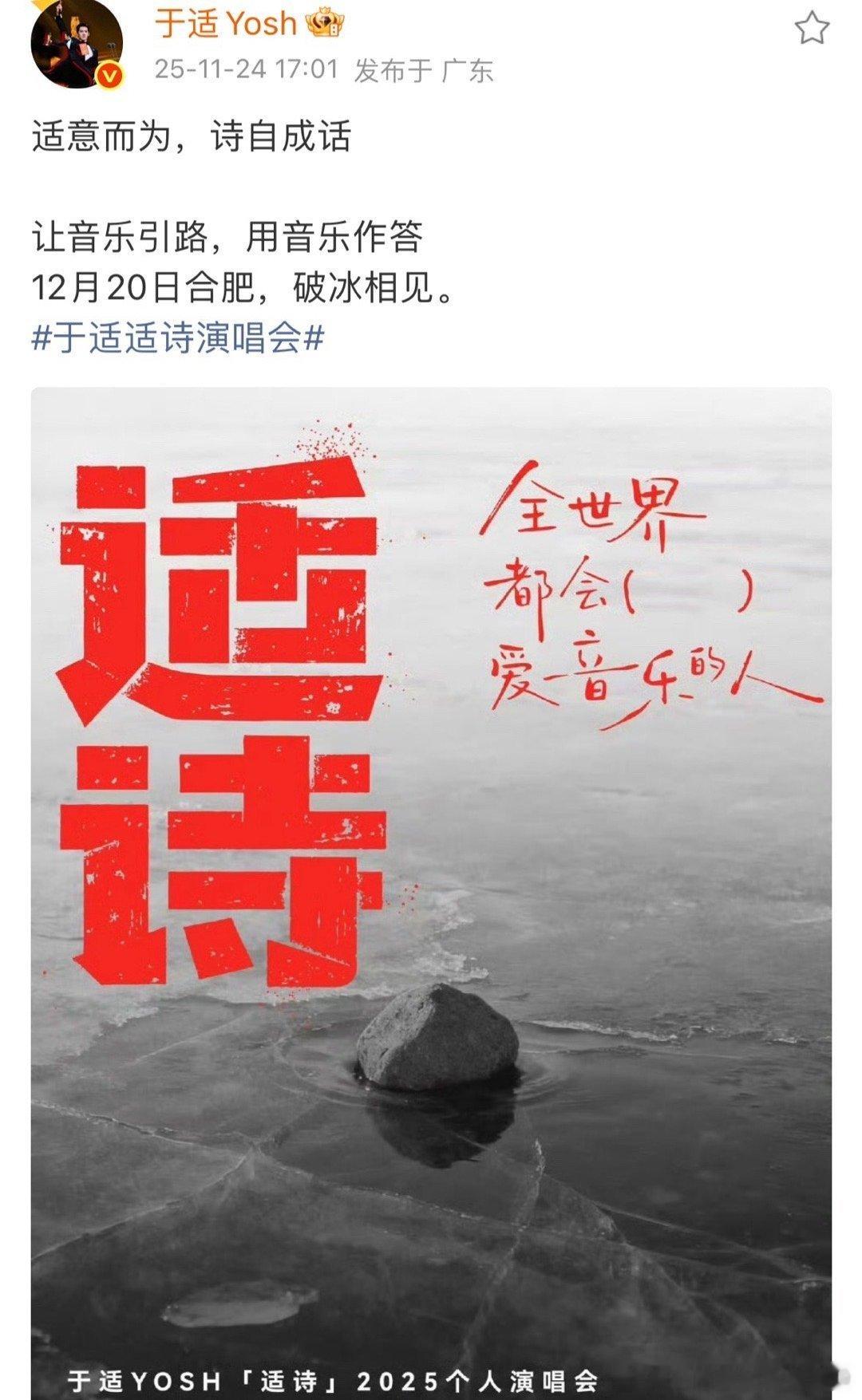 于适《适诗演唱会》的文案和物料发布 