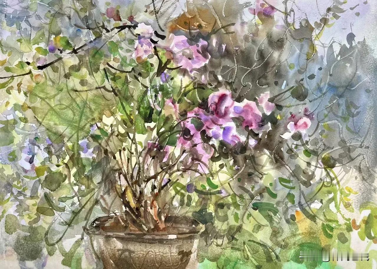 张继渝老师绘画作品欣赏
阳台上的杂花 水彩四开