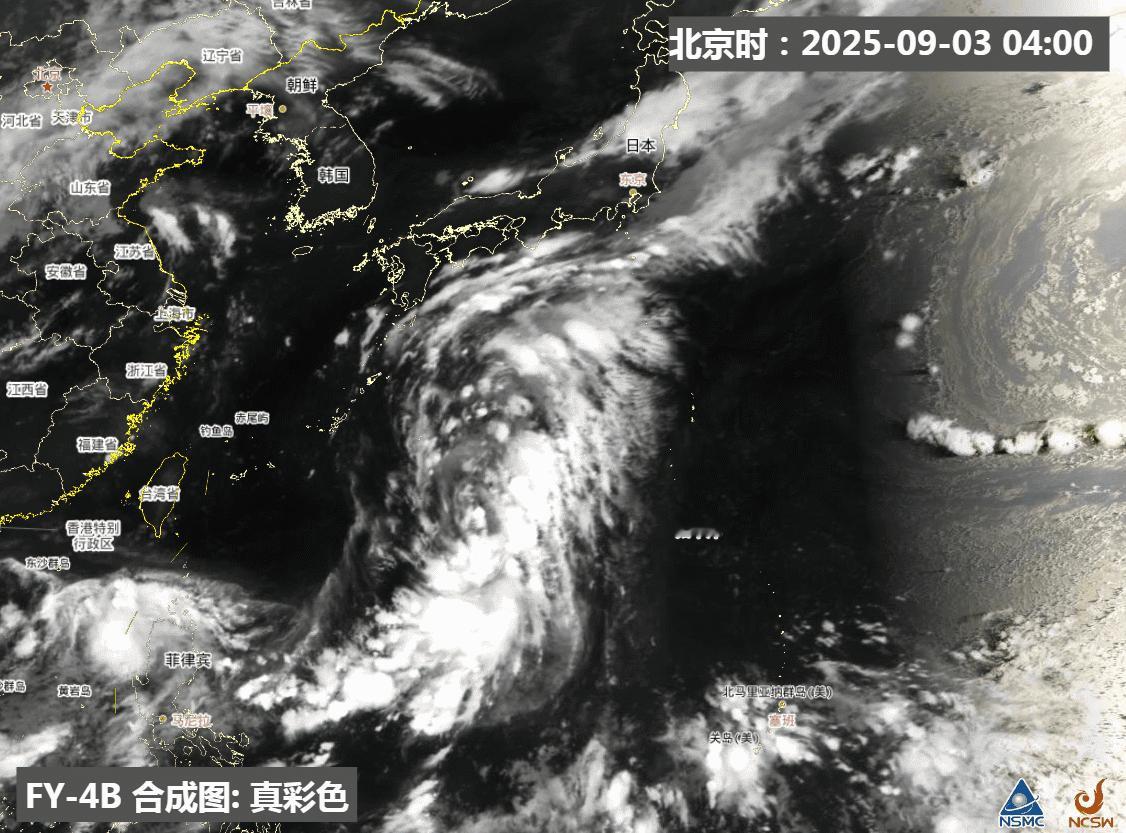 【台风琵琶】目前在台湾东侧的低压，呈现南北长条形状，说明其外力是南北向，东侧晴空