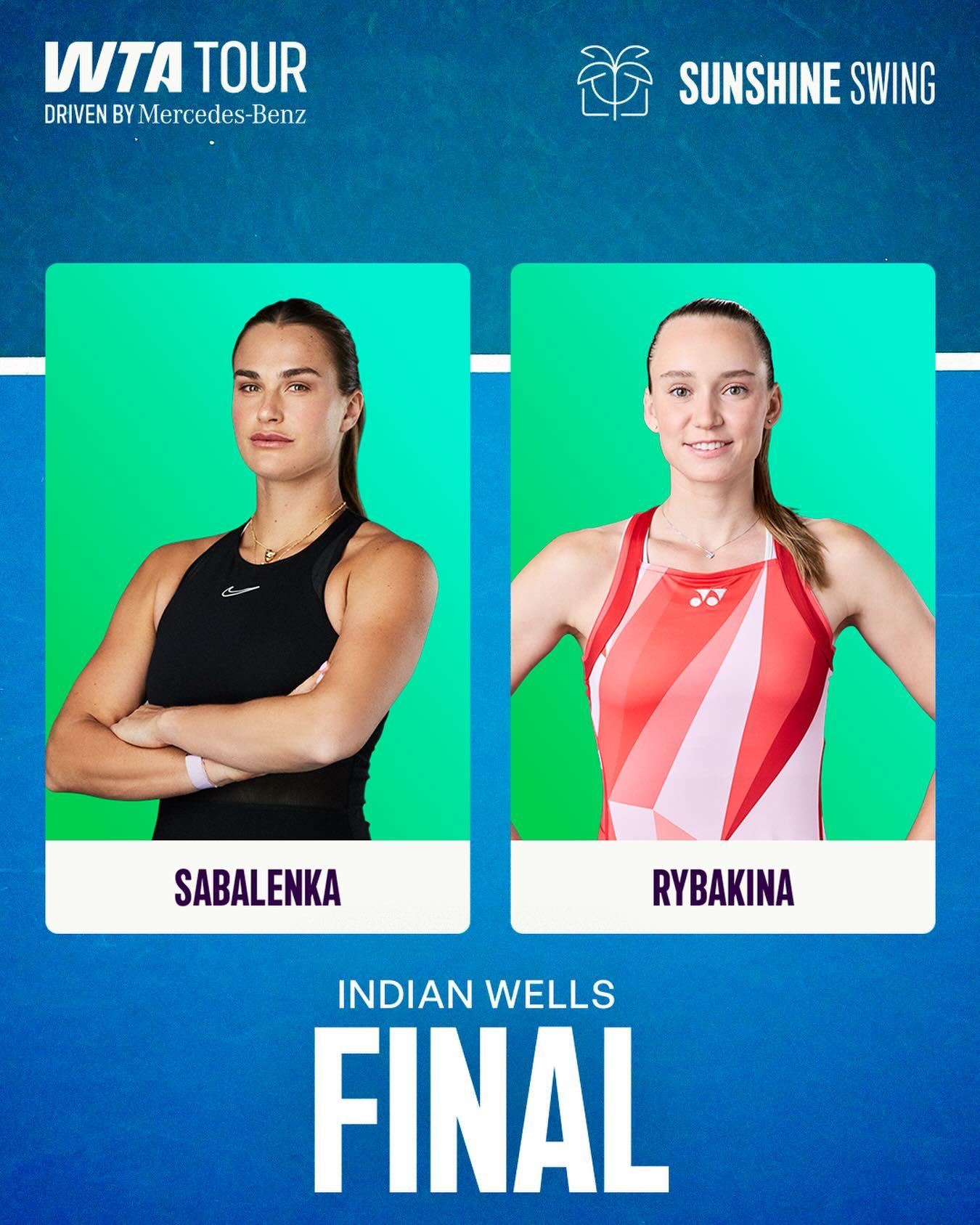 WTA1000印第安维尔斯站决赛对阵🌴 萨巴伦卡 vs 莱巴金娜两人继今年澳网