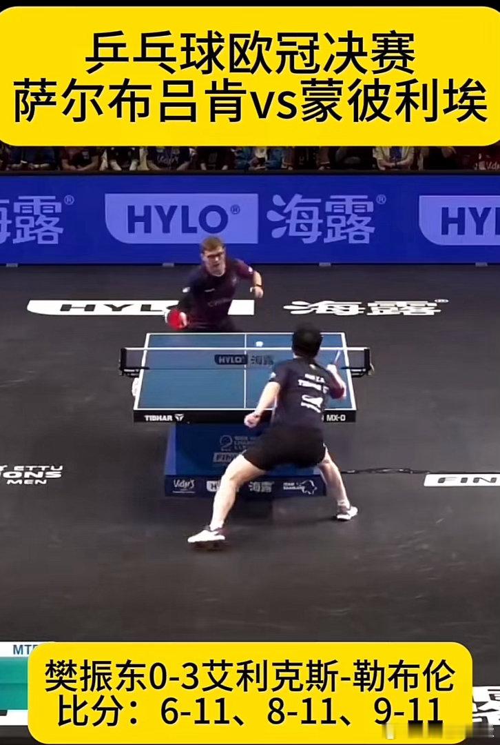 樊振东vs小勒布伦樊振东以0-3（6-11、11-13、8-11）不敌勒布伦（小