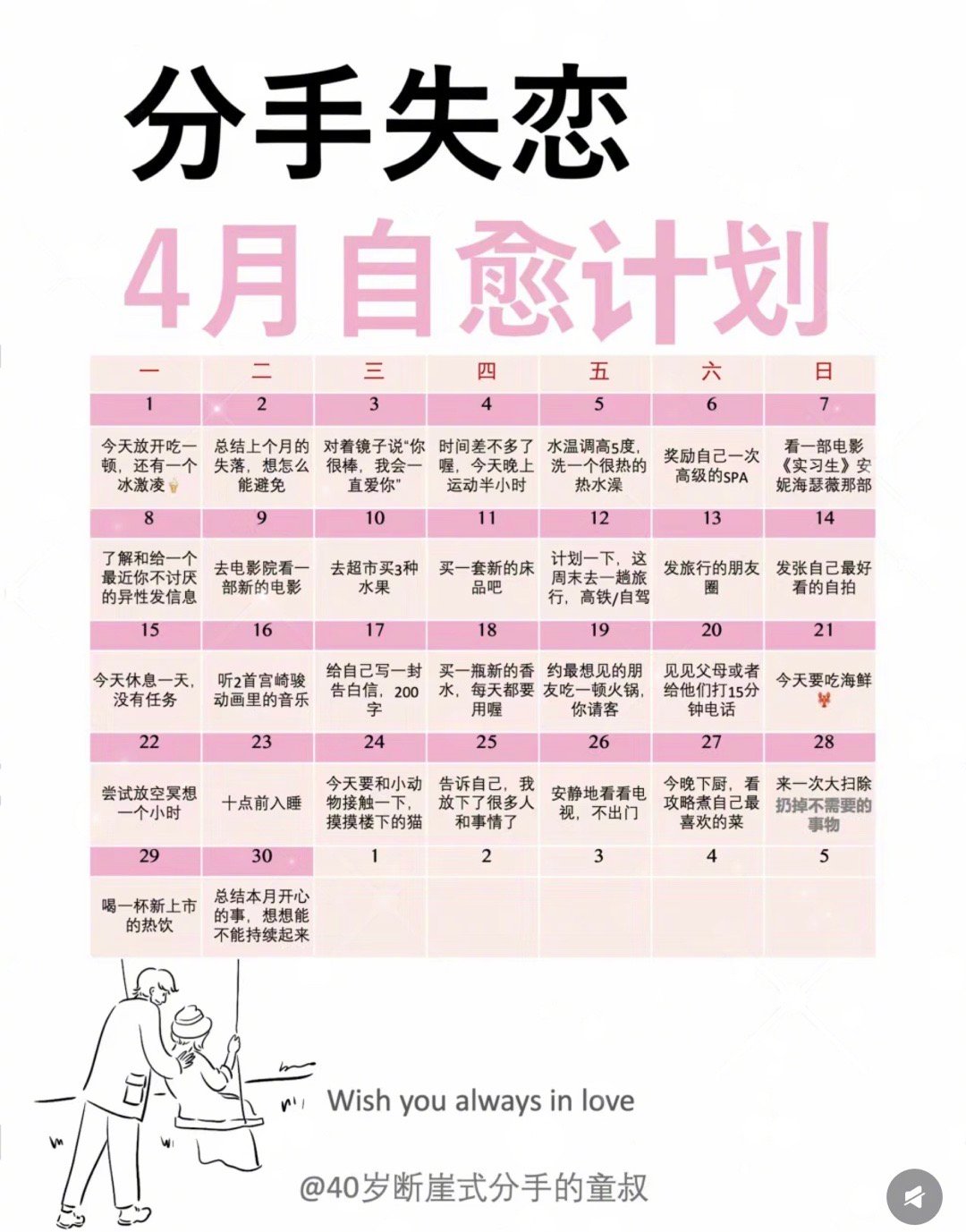 分手后的自愈计划，让自己重新出发 