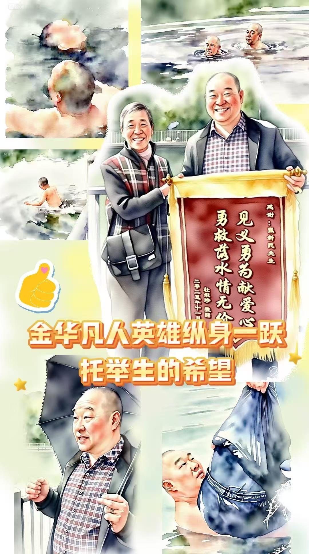 零下气温挡不住热血之心！金华市民张新民再现英雄本色，勇跳冰湖救人。17岁时的善举